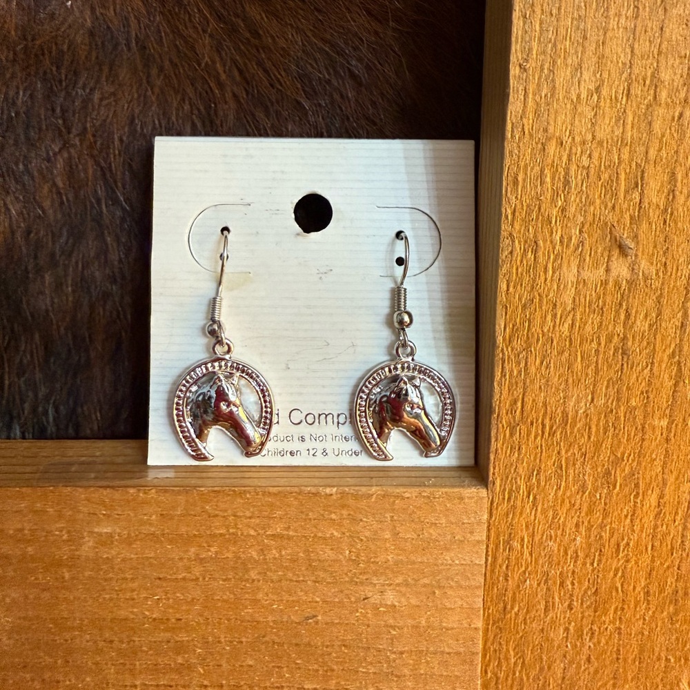 Horse Head Silver Earrings